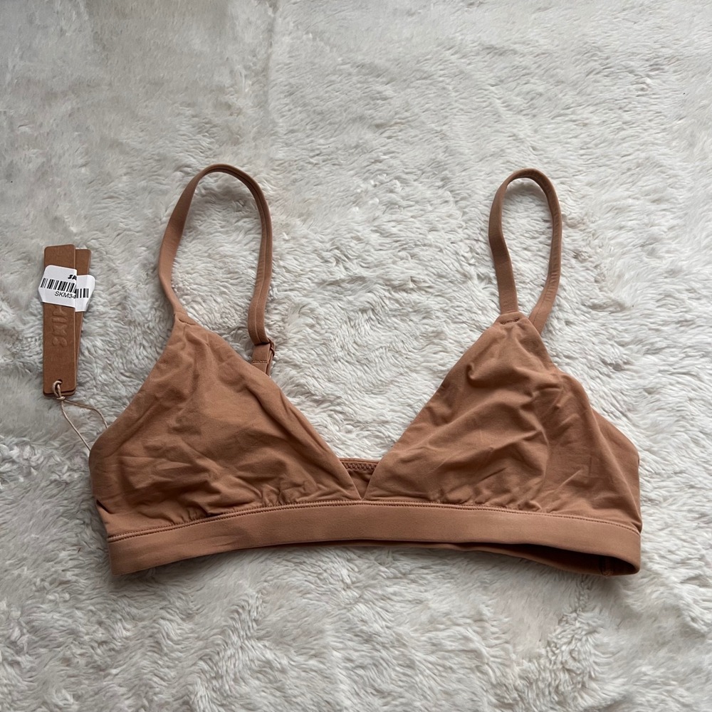Skims Fits Everybody Triangle Bralette Ochre Brown BR-TRI-9200 Womens Small NWT